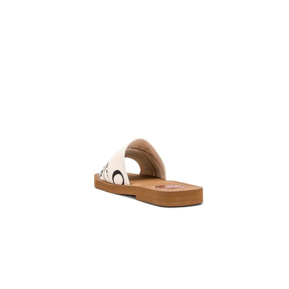Chloé Brown Leather Slide Sandals with Cream Logo Straps - Picture 14 of 15
